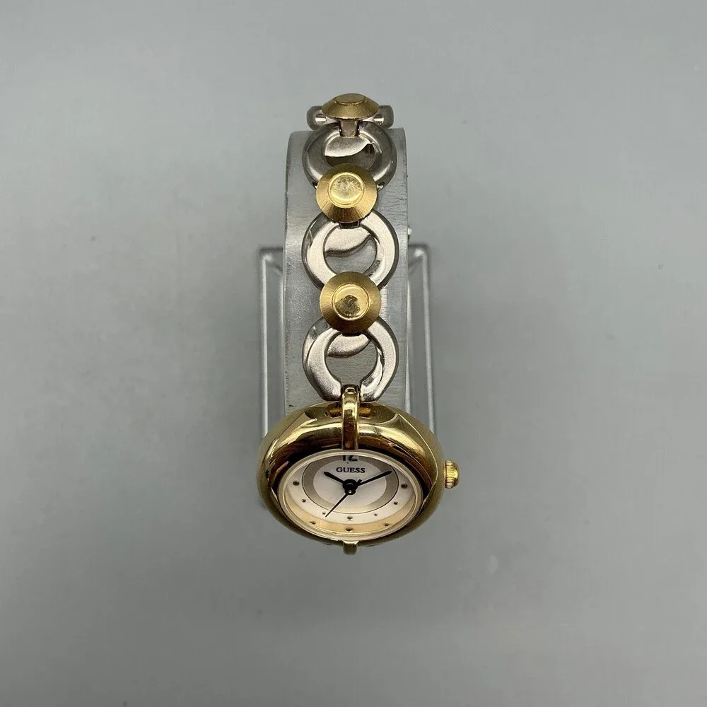 Guess Womens Watch Cream Dial Two Tone Stainless Bracelet New Battery 7